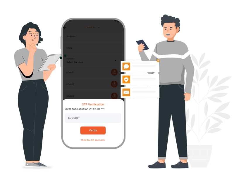 OTP-based secure visitor entry system at corporate office
