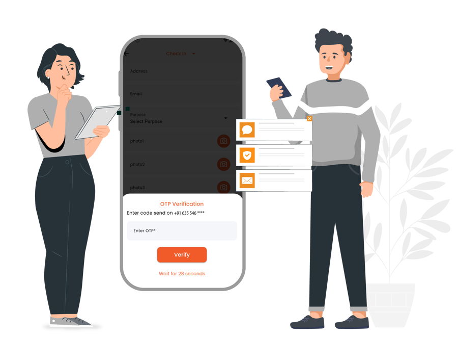 OTP-based secure visitor entry system at corporate office