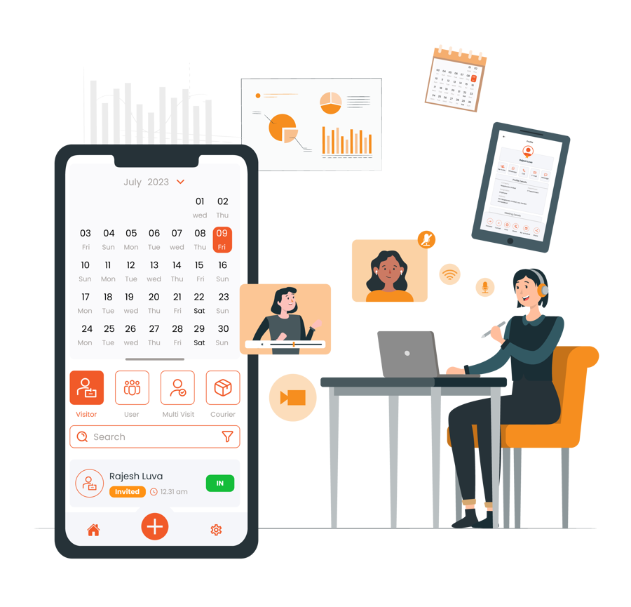 Employee scheduling meeting using VizMan - Visitor Management System 